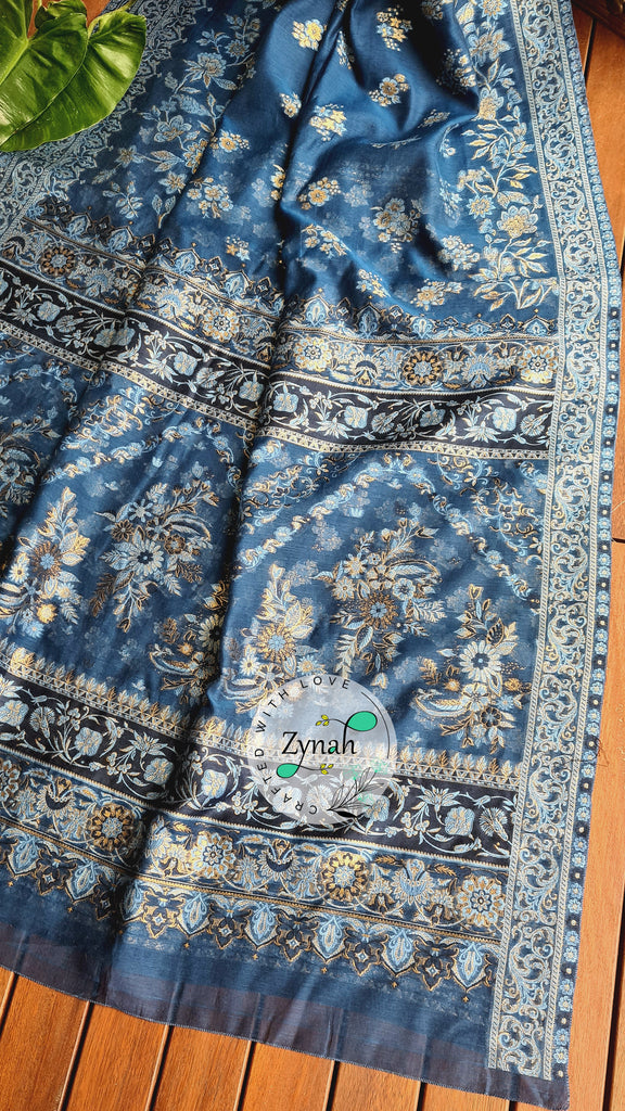 Zynah Pure Raw Silk Kani Saree with Grand Pallu; Custom Stitched/Ready-made Blouse, Fall, Petticoat; Shipping available USA, Worldwide