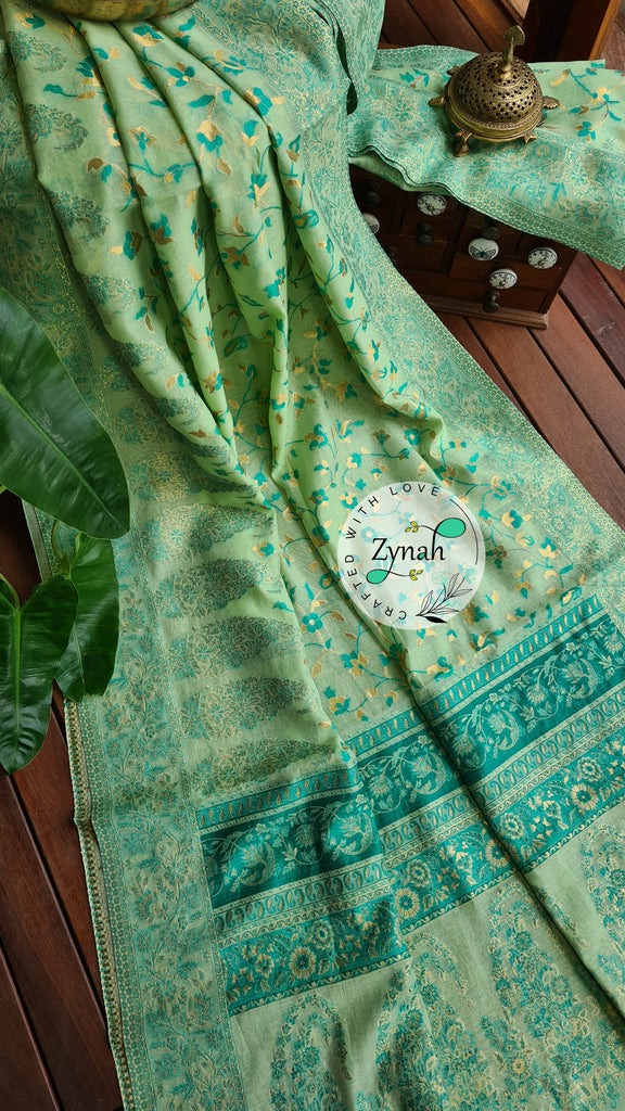Zynah Pure Raw Silk Kani Saree with Grand Pallu; Custom Stitched/Ready-made Blouse, Fall, Petticoat; Shipping available USA, Worldwide