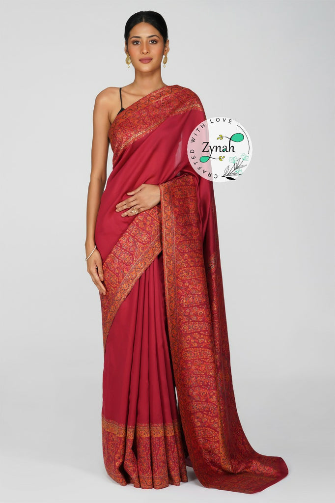 Zynah Pure Silk Kani Jamawar Saree with Grand Pallu & Border; Custom Stitched/Ready-made Blouse, Fall, Petticoat; Shipping available USA, Worldwide