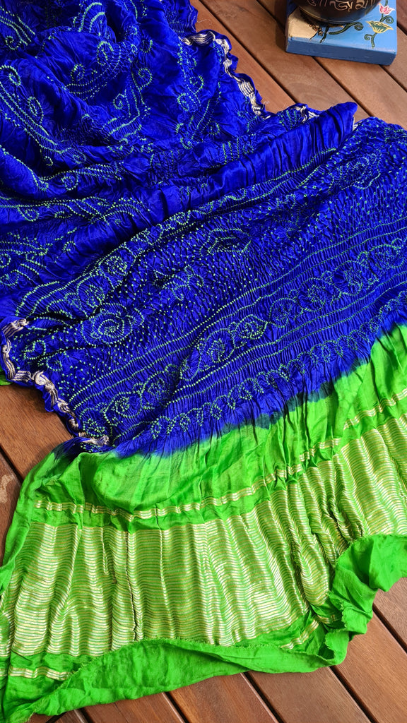 Zynah Pure Gajji Silk Designer Bandhani Saree with Zari Border & Pallu; Custom Stitched/Ready-made Blouse, Fall, Petticoat; Shipping available USA, Worldwide