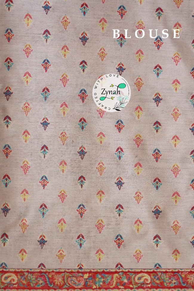 Zynah Pure Silk Kani Jamawar Saree with Grand Pallu & Border; Custom Stitched/Ready-made Blouse, Fall, Petticoat; Shipping available USA, Worldwide