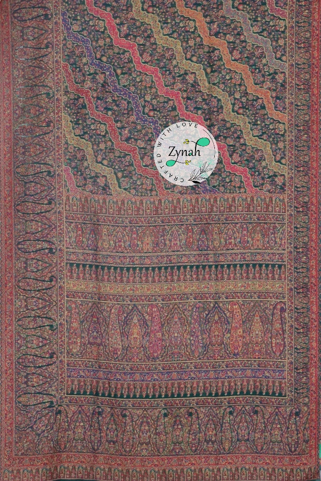 Zynah Pure Silk Kani Jamawar Saree with Grand Pallu & Border; Custom Stitched/Ready-made Blouse, Fall, Petticoat; Shipping available USA, Worldwide