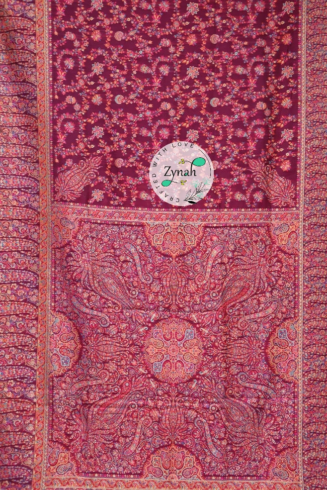 Zynah Pure Silk Kani Jamawar Saree with Grand Pallu & Border; Custom Stitched/Ready-made Blouse, Fall, Petticoat; Shipping available USA, Worldwide