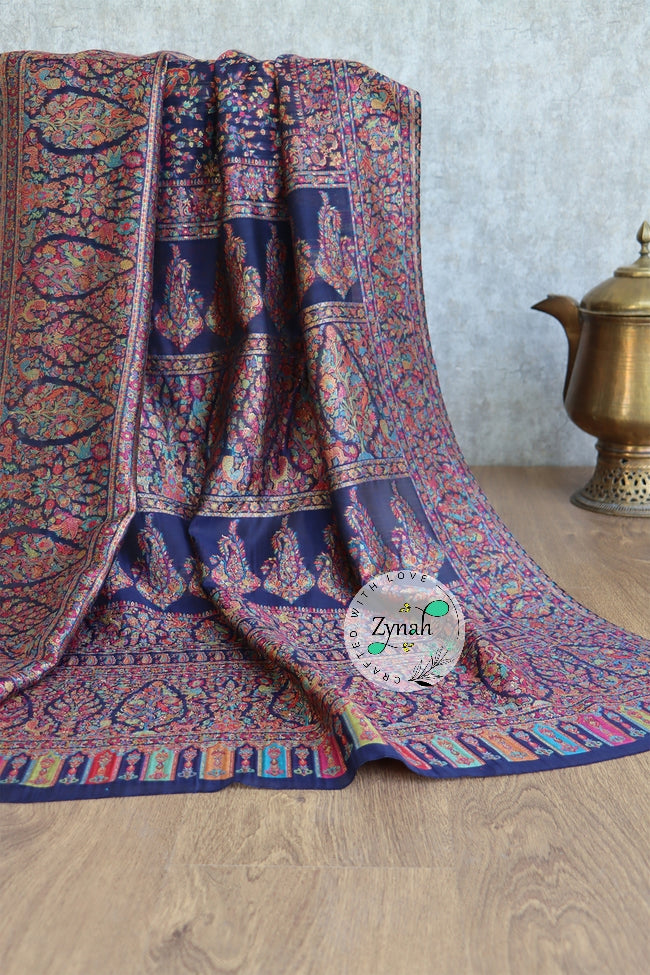 Zynah Pure Silk Kani Jamawar Saree with Grand Pallu & Border; Custom Stitched/Ready-made Blouse, Fall, Petticoat; Shipping available USA, Worldwide