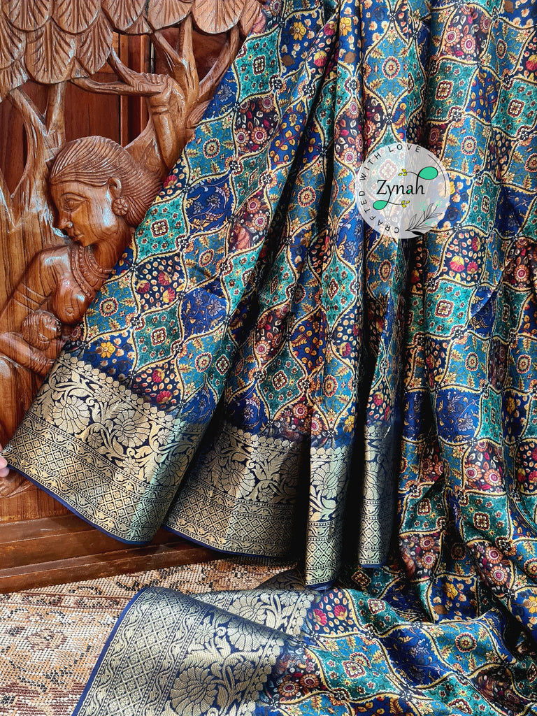 Zynah Pure Munga Silk Saree with Trendy prints & Zari Weave Border; Custom Stitched/Ready-made Blouse, Fall, Petticoat; Shipping available USA, Worldwide