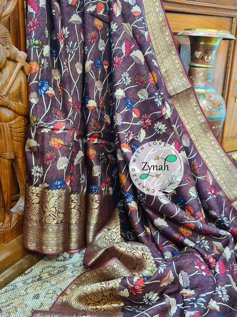 Zynah Pure Munga Silk Saree with Trendy prints & Zari Weave Border; Custom Stitched/Ready-made Blouse, Fall, Petticoat; Shipping available USA, Worldwide