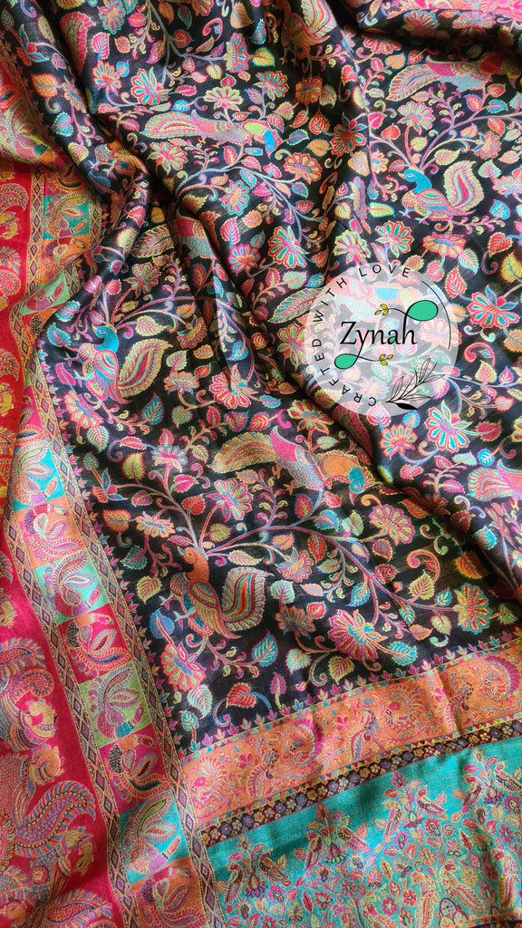 Zynah Pure Kani Silk Saree with Grand Pallu; Custom Stitched/Ready-made Blouse, Fall, Petticoat; Shipping available USA, Worldwide