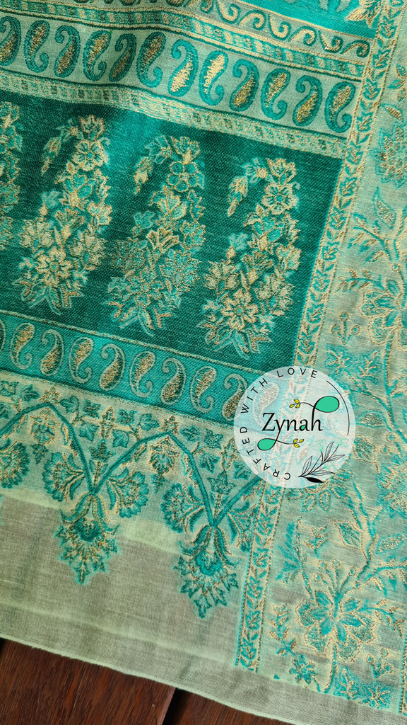 Zynah Pure Raw Silk Kani Saree with Grand Pallu; Custom Stitched/Ready-made Blouse, Fall, Petticoat; Shipping available USA, Worldwide
