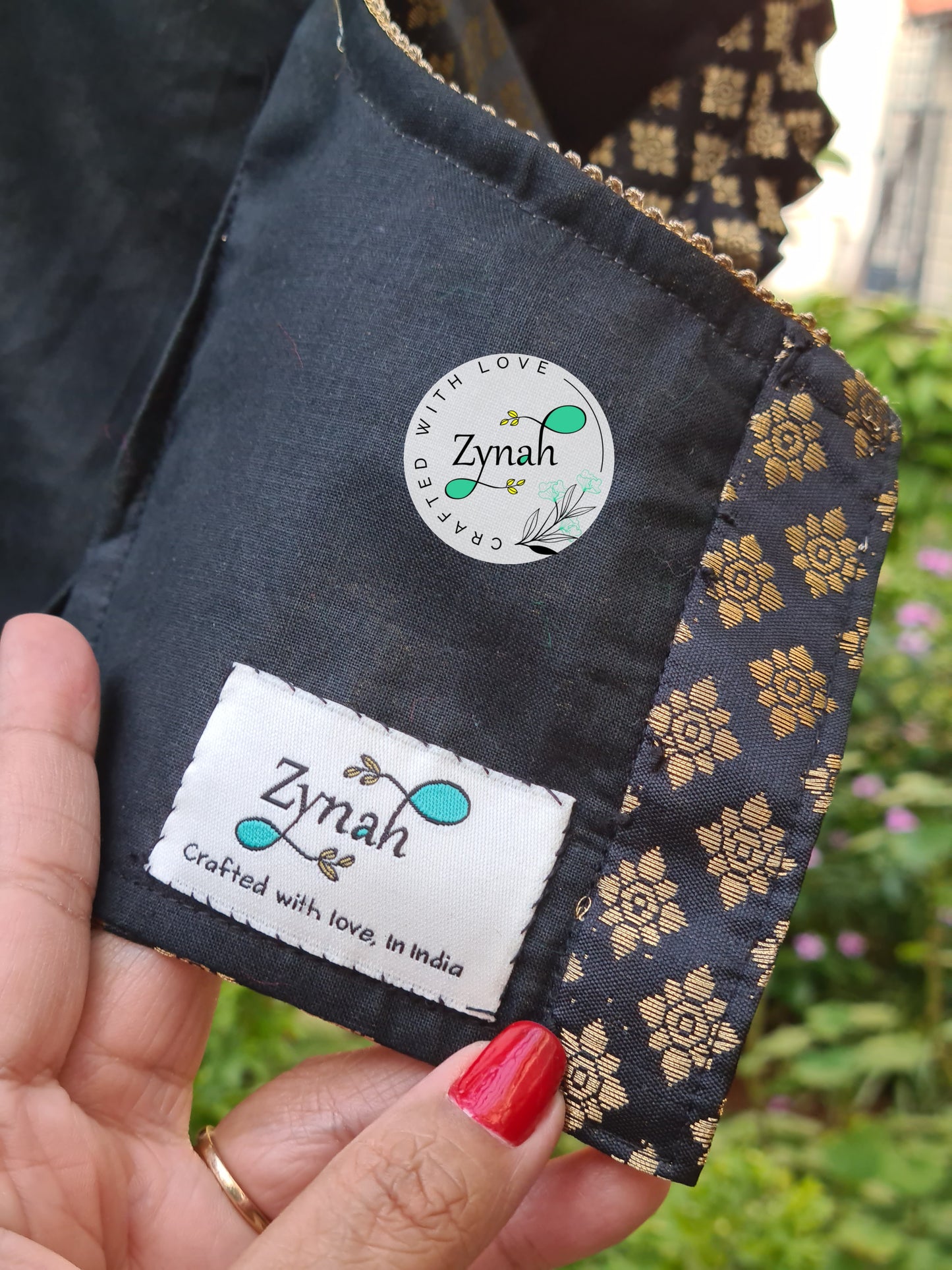 Zynah Pre-order Pure Silk Black Color Blouse with Butis weave; Shipping available USA & Worldwide