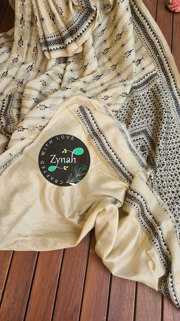 Zynah Pure Tussar Silk Kantha Saree; Custom Stitched/Ready-made Blouse, Fall, Petticoat; Shipping available USA, Worldwide