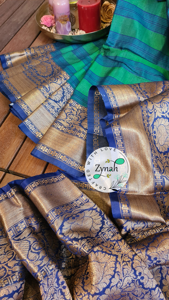 Zynah Pure Tussar Banarasi Silk Saree with Antique Zari; Custom Stitched/Ready-made Blouse, Fall, Petticoat; Shipping available USA, Worldwide