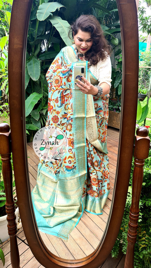Zynah Pure Tussar Banarasi Silk Saree; Custom Stitched/Ready-made Blouse, Fall, Petticoat; Shipping available USA, Worldwide
