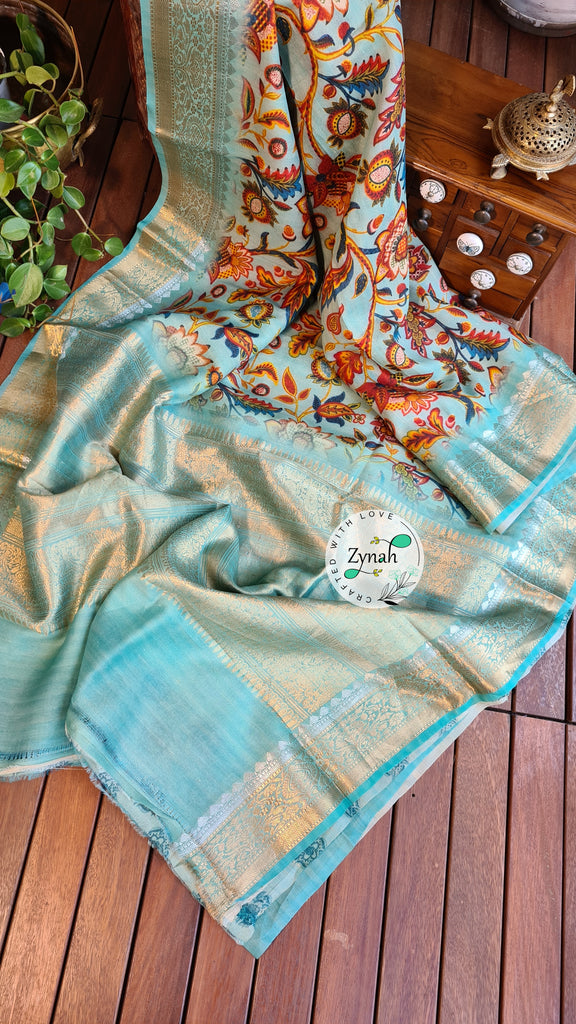 Zynah Pure Tussar Banarasi Silk Saree; Custom Stitched/Ready-made Blouse, Fall, Petticoat; Shipping available USA, Worldwide