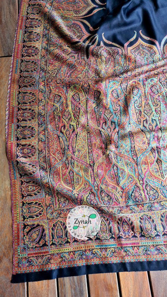 Zynah Pure Silk Kani Jamawar Saree with Grand Pallu & Border; Custom Stitched/Ready-made Blouse, Fall, Petticoat; Shipping available USA, Worldwide