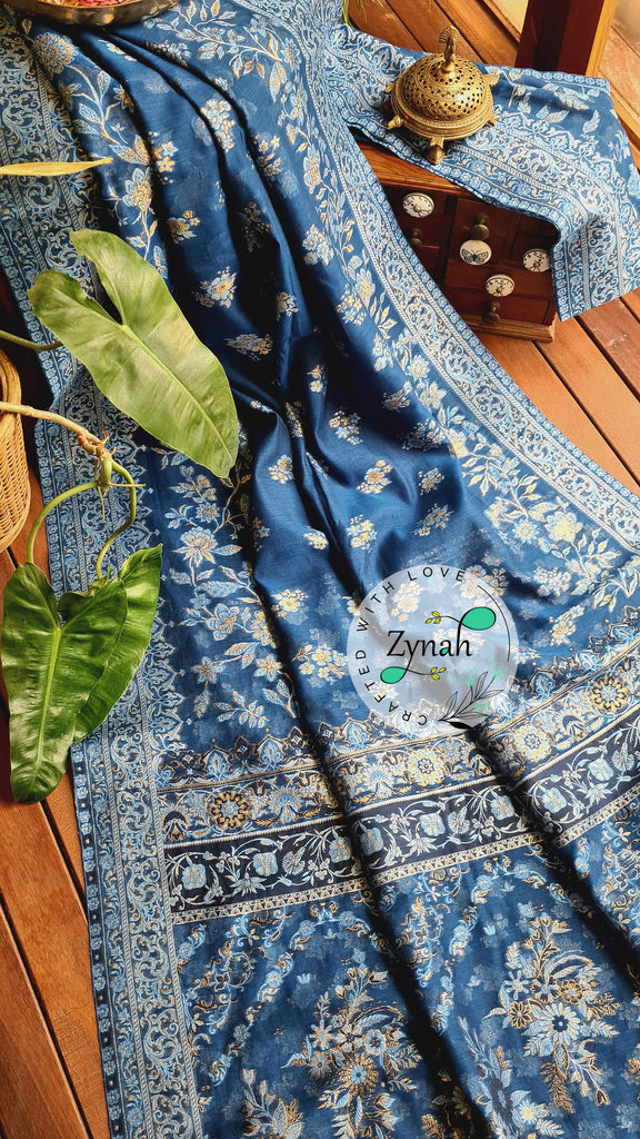 Zynah Pure Raw Silk Kani Saree with Grand Pallu; Custom Stitched/Ready-made Blouse, Fall, Petticoat; Shipping available USA, Worldwide