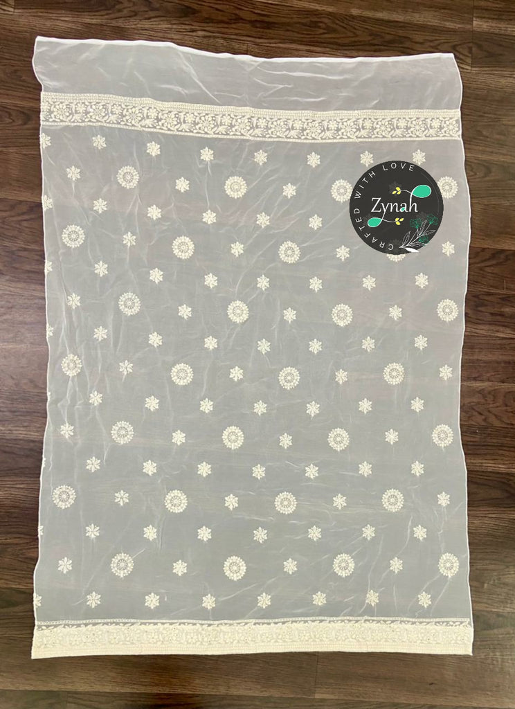 Zynah Pure Georgette Chikankari Saree; Custom Stitched/Ready-made Blouse, Fall, Petticoat; Shipping available USA, Worldwide