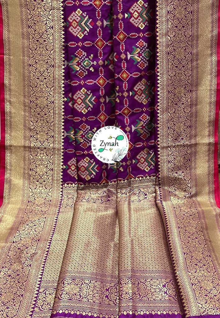 Zynah Pure Banarasi Soft Silk Saree with Patan Patola Weave; Custom Stitched/Ready-made Blouse, Fall, Petticoat; Shipping available USA, Worldwide