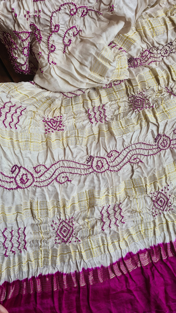 Zynah Pure Gajji Silk Designer Bandhani Saree with Zari Border & Pallu; Custom Stitched/Ready-made Blouse, Fall, Petticoat; Shipping available USA, Worldwide