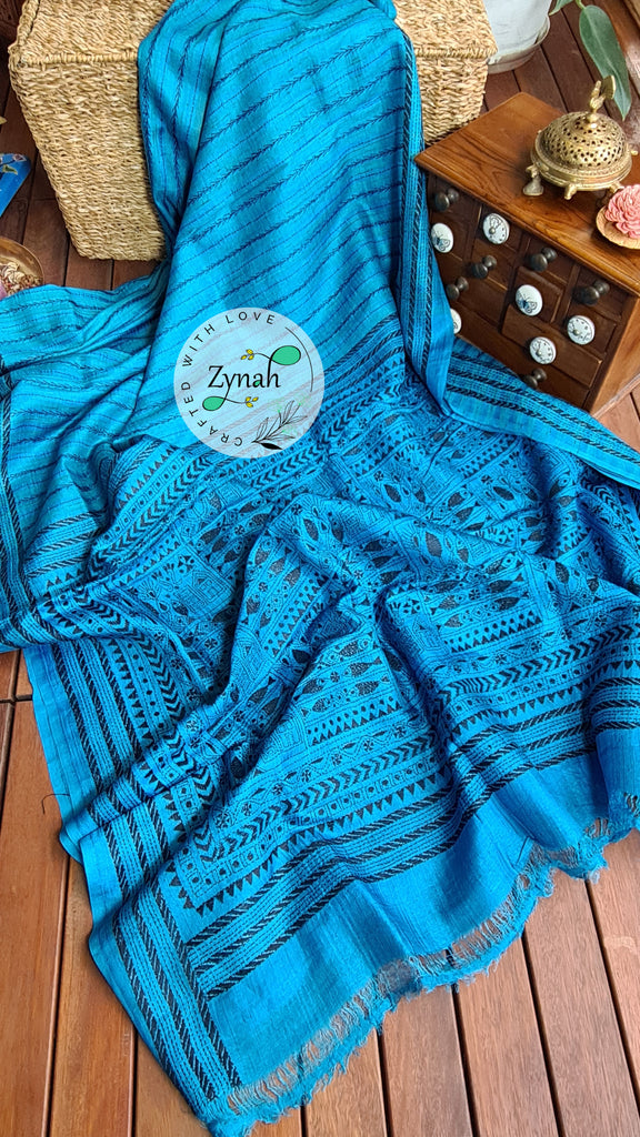 Zynah Handwoven Kantha Silk Saree; Custom Stitched/Ready-made Blouse, Fall, Petticoat; Shipping available USA, Worldwide