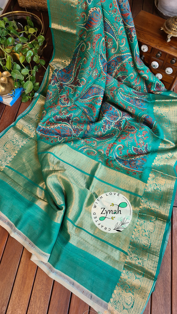 Zynah Pure Tussar Banarasi Silk Saree; Custom Stitched/Ready-made Blouse, Fall, Petticoat; Shipping available USA, Worldwide