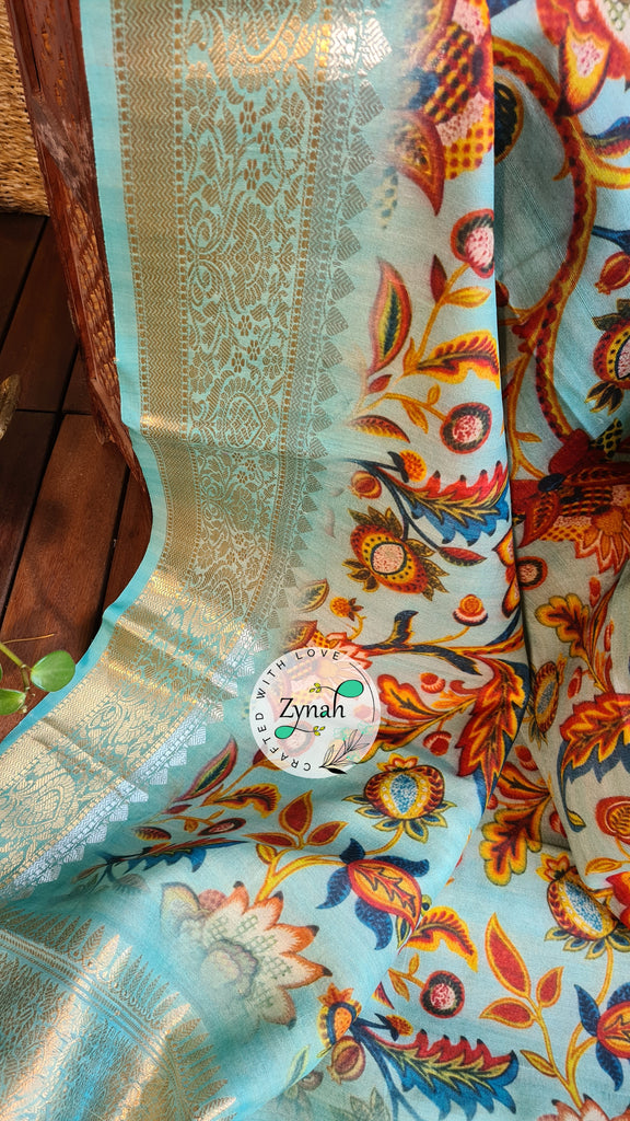 Zynah Pure Tussar Banarasi Silk Saree; Custom Stitched/Ready-made Blouse, Fall, Petticoat; Shipping available USA, Worldwide