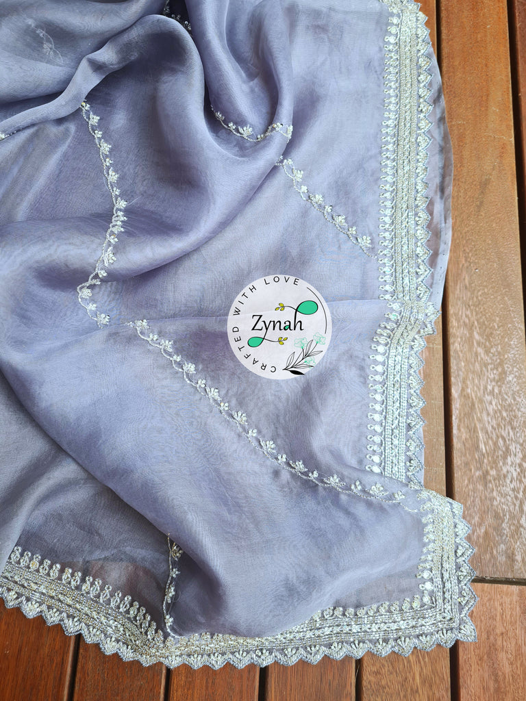 Zynah Pure Organza Silk Saree with Beads, Sequence Work; Custom Stitched/Ready-made Blouse, Fall, Petticoat; Shipping available USA, Worldwide