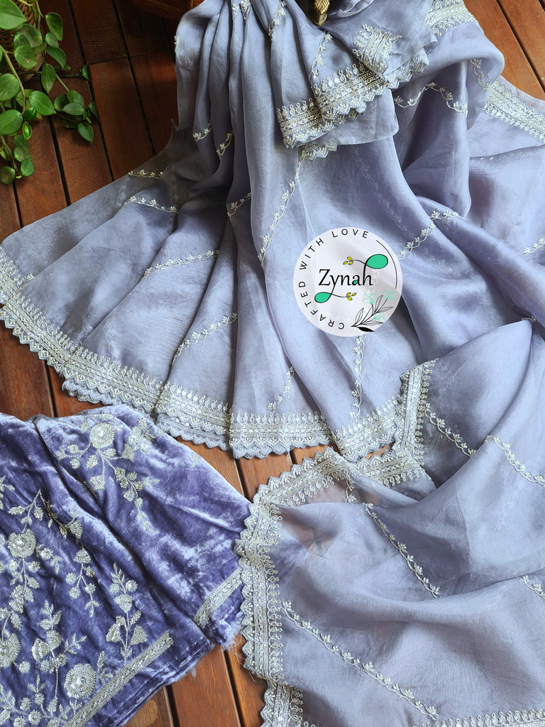 Zynah Pure Organza Silk Saree with Beads, Sequence Work; Custom Stitched/Ready-made Blouse, Fall, Petticoat; Shipping available USA, Worldwide