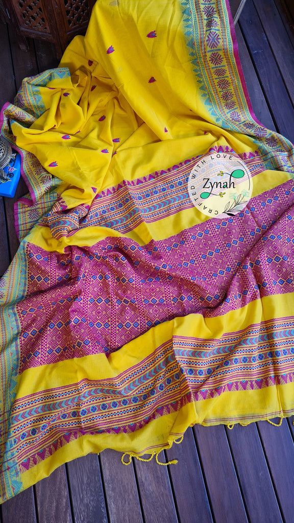Zynah Pure Organic Khadi(140c) Jamdhani Saree; Custom Stitched/Ready-made Blouse, Fall, Petticoat; Shipping available USA, Worldwide