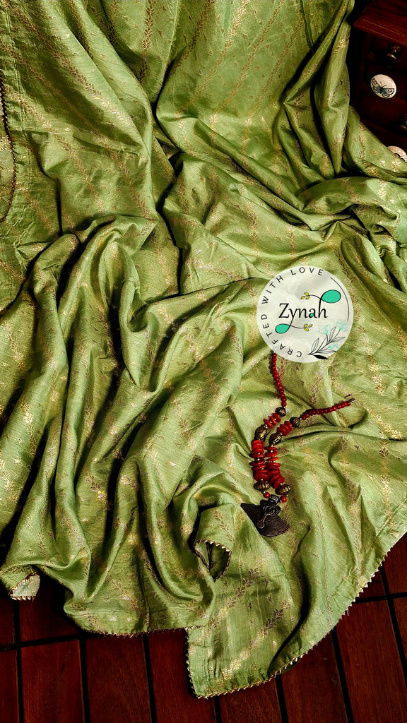 Zynah Pure Munga Silk Saree with Diagonal Stripes, Lehariya Style Weaving & Lace Border; Custom Stitched/Ready-made Blouse, Fall, Petticoat; Shipping available USA, Worldwide