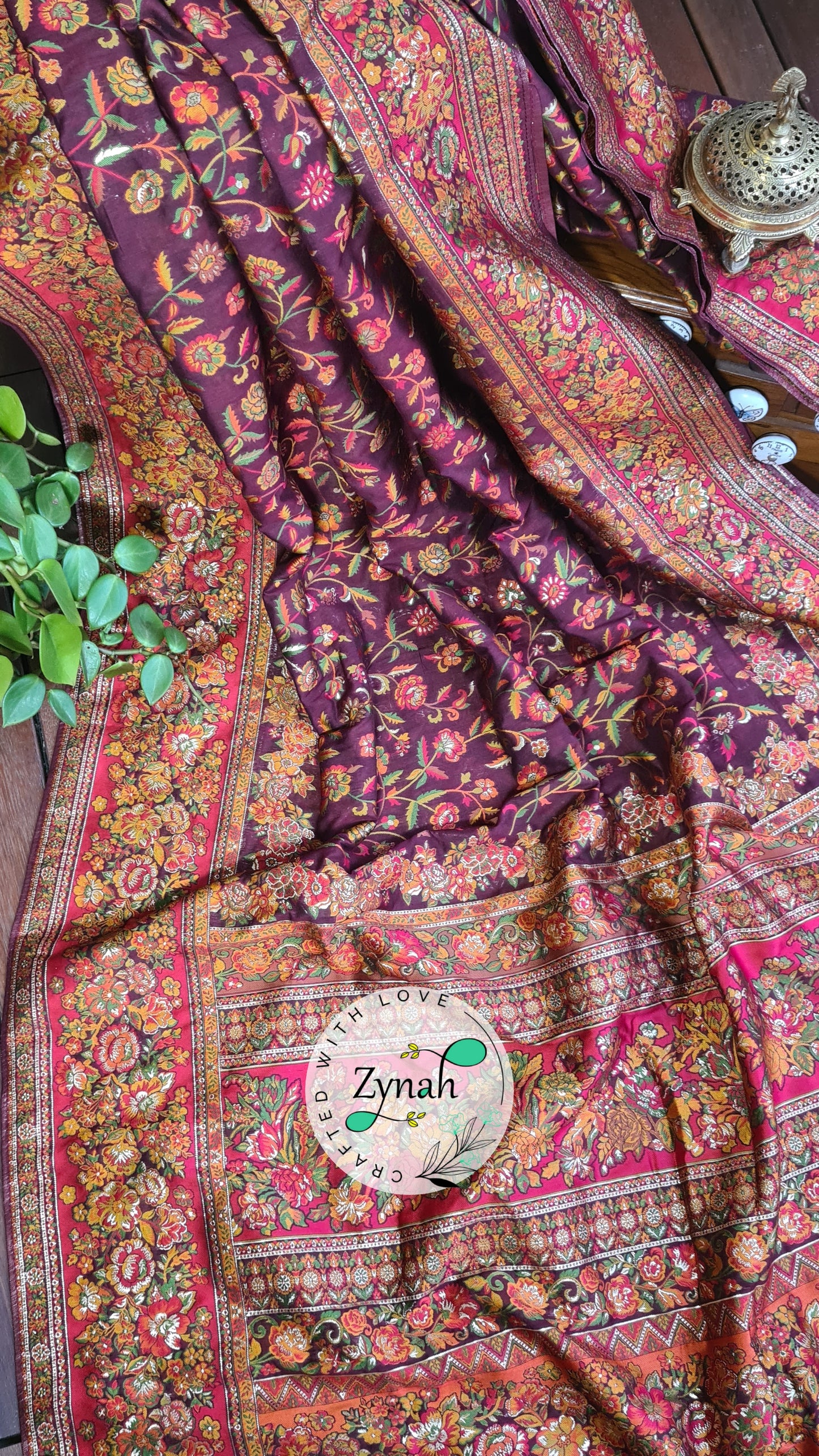 Zynah Pure Kani Silk Cotton Saree with Grand Pallu; Custom Stitched/Ready-made Blouse, Fall, Petticoat; Shipping available USA, Worldwide