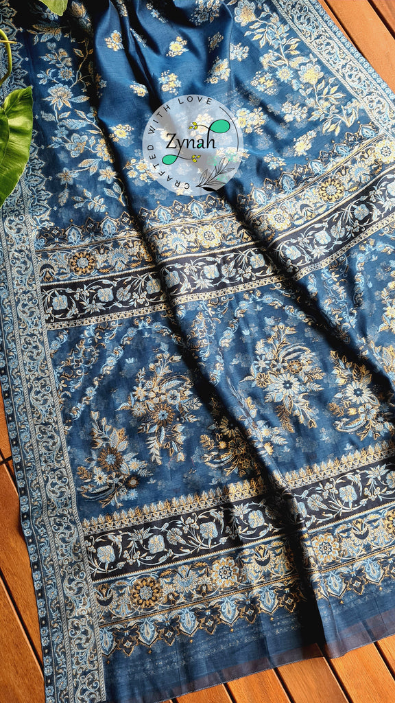 Zynah Pure Raw Silk Kani Saree with Grand Pallu; Custom Stitched/Ready-made Blouse, Fall, Petticoat; Shipping available USA, Worldwide