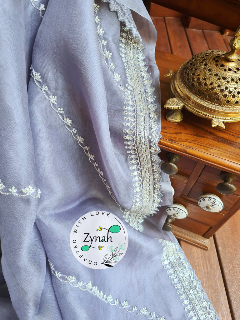 Zynah Pure Organza Silk Saree with Beads, Sequence Work; Custom Stitched/Ready-made Blouse, Fall, Petticoat; Shipping available USA, Worldwide