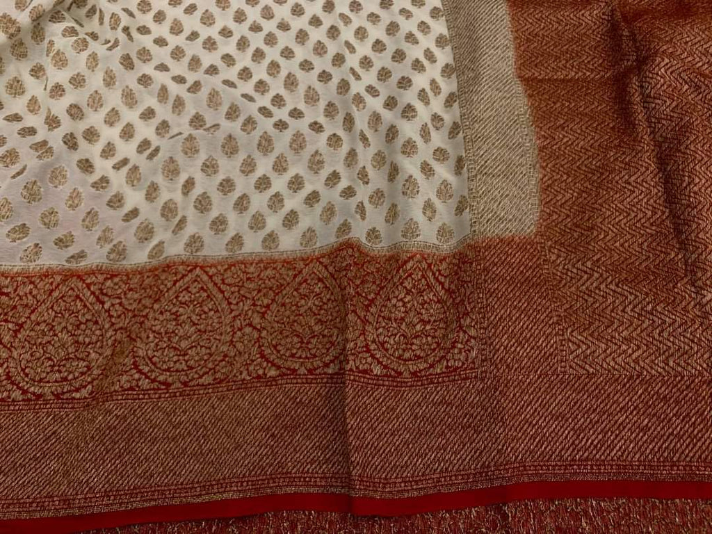 Zynah Pure Handloom Banarasi Woven Khaddi Georgette Saree with Antique Zari Weave; Custom Stitched/Ready-made Blouse, Fall, Petticoat; Shipping available USA, Worldwide