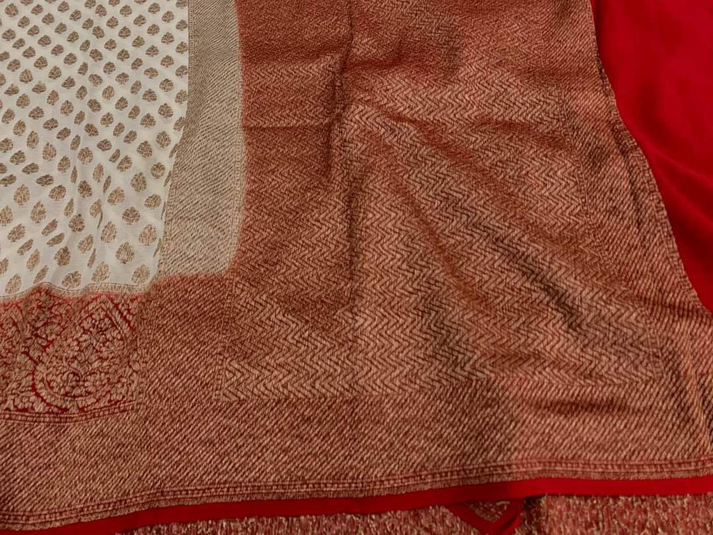 Zynah Pure Handloom Banarasi Woven Khaddi Georgette Saree with Antique Zari Weave; Custom Stitched/Ready-made Blouse, Fall, Petticoat; Shipping available USA, Worldwide