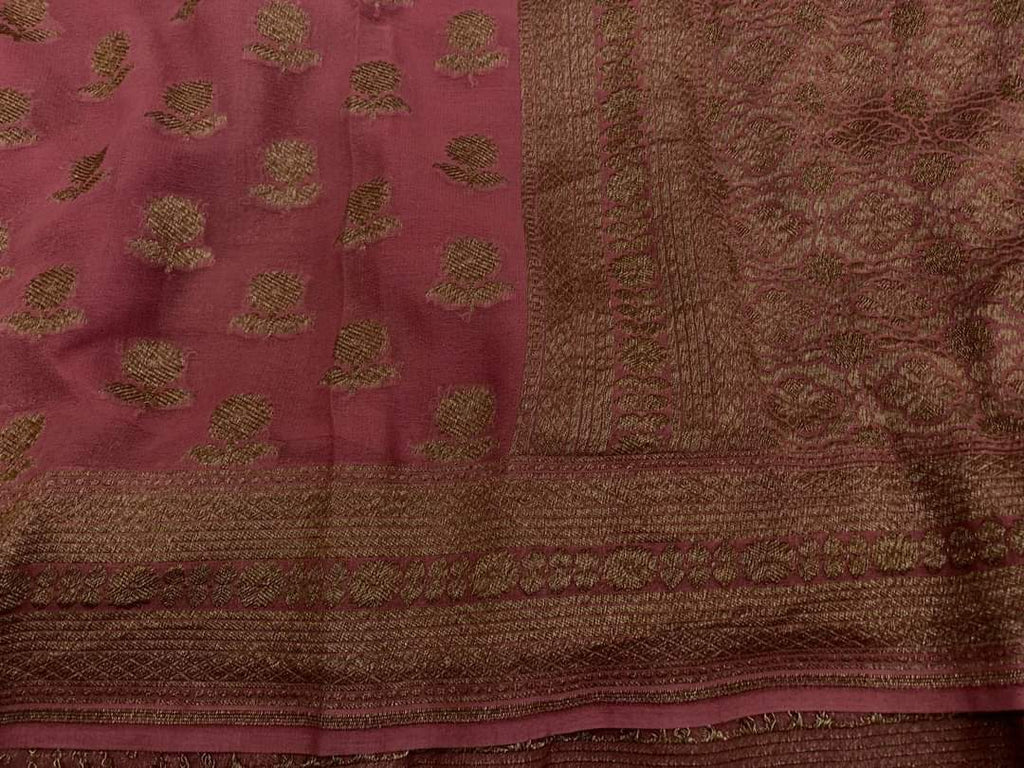 Zynah Pure Handloom Banarasi Woven Khaddi Georgette Saree with Antique Zari Weave; Custom Stitched/Ready-made Blouse, Fall, Petticoat; Shipping available USA, Worldwide