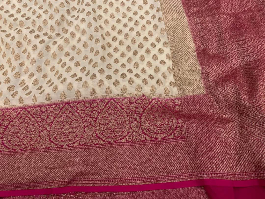 Zynah Pure Handloom Banarasi Woven Khaddi Georgette Saree with Antique Zari Weave; Custom Stitched/Ready-made Blouse, Fall, Petticoat; Shipping available USA, Worldwide