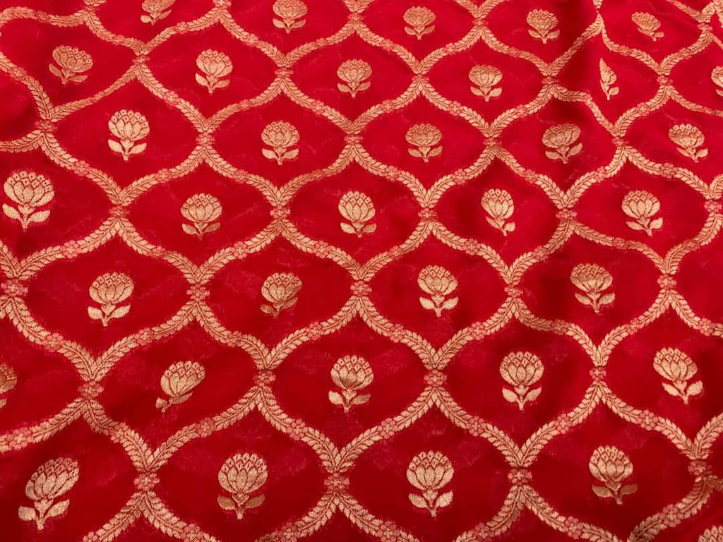 Zynah Pure Handloom Banarasi Woven Khaddi Georgette Saree with Antique Zari Weave; Custom Stitched/Ready-made Blouse, Fall, Petticoat; Shipping available USA, Worldwide