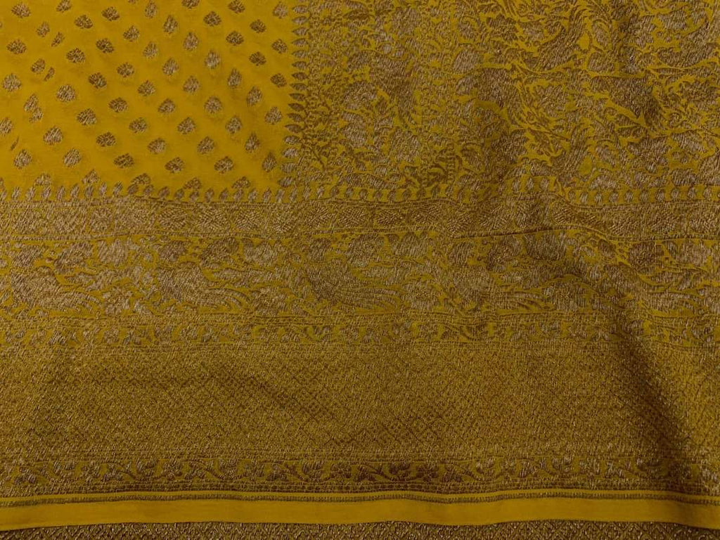 Zynah Pure Handloom Banarasi Woven Khaddi Georgette Saree with Antique Zari Weave; Custom Stitched/Ready-made Blouse, Fall, Petticoat; Shipping available USA, Worldwide