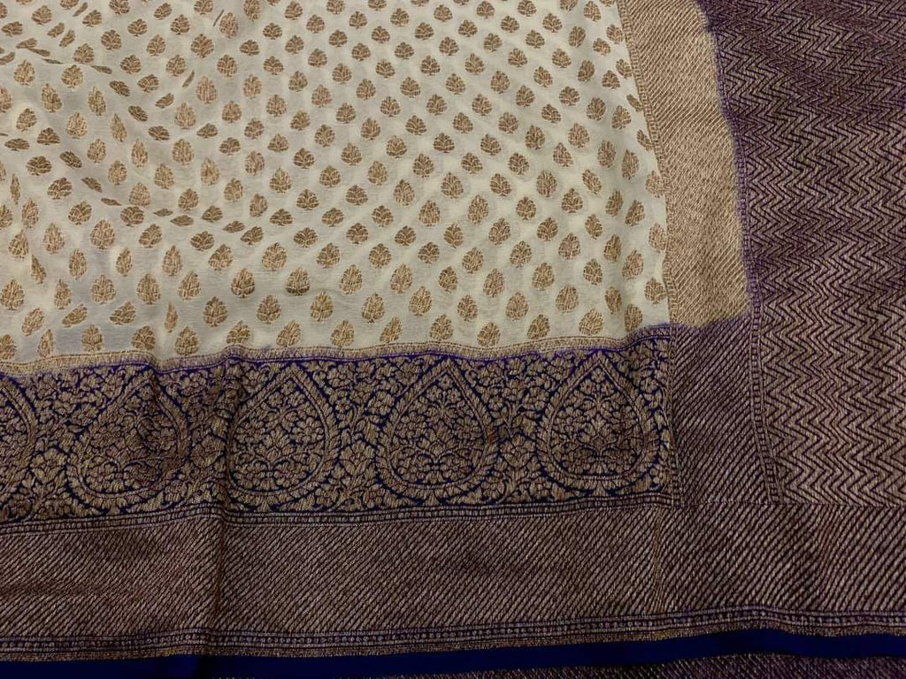 Zynah Pure Handloom Banarasi Woven Khaddi Georgette Saree with Antique Zari Weave; Custom Stitched/Ready-made Blouse, Fall, Petticoat; Shipping available USA, Worldwide