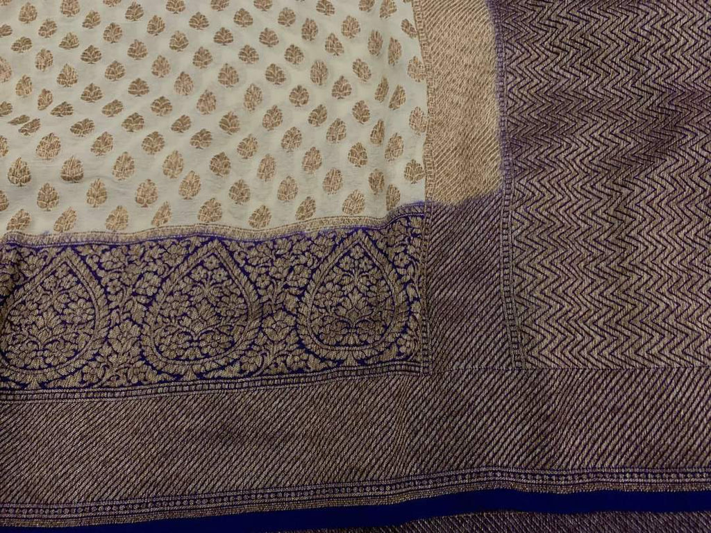 Zynah Pure Handloom Banarasi Woven Khaddi Georgette Saree with Antique Zari Weave; Custom Stitched/Ready-made Blouse, Fall, Petticoat; Shipping available USA, Worldwide