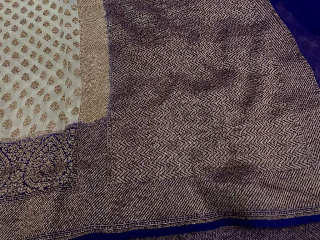Zynah Pure Handloom Banarasi Woven Khaddi Georgette Saree with Antique Zari Weave; Custom Stitched/Ready-made Blouse, Fall, Petticoat; Shipping available USA, Worldwide