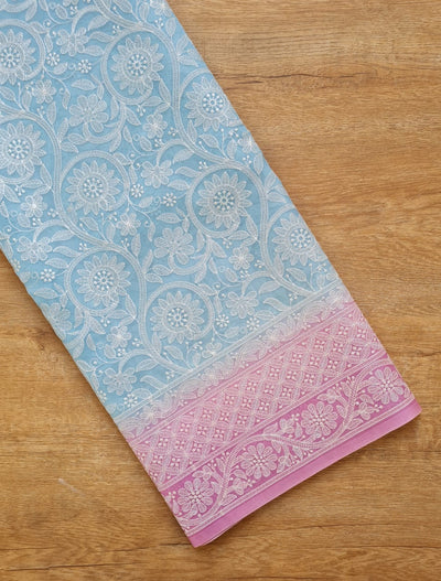 Zynah Pure Organza Silk Saree with Floral Jaal Thread Chikankari Embroidery; Custom Stitched/Ready-made Blouse, Fall, Petticoat; Shipping available USA, Worldwide Zynah Pure Organza Silk Saree with Floral Jaal Thread Chikankari Embroidery; Custom Stitched/Ready-made Blouse, Fall, Petticoat; Shipping available USA, Worldwide