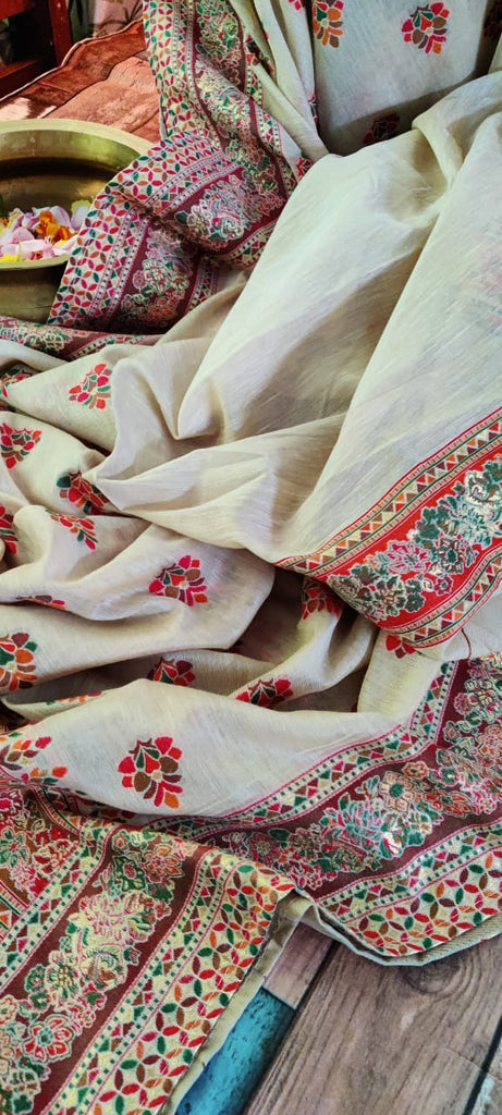 Zynah Pure Kani Silk Cotton Saree; Custom Stitched/Ready-made Blouse, Fall, Petticoat; Shipping available USA, Worldwide