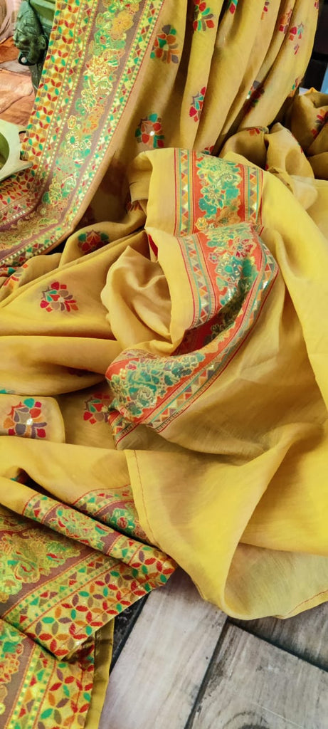 Zynah Pure Kani Silk Cotton Saree; Custom Stitched/Ready-made Blouse, Fall, Petticoat; Shipping available USA, Worldwide