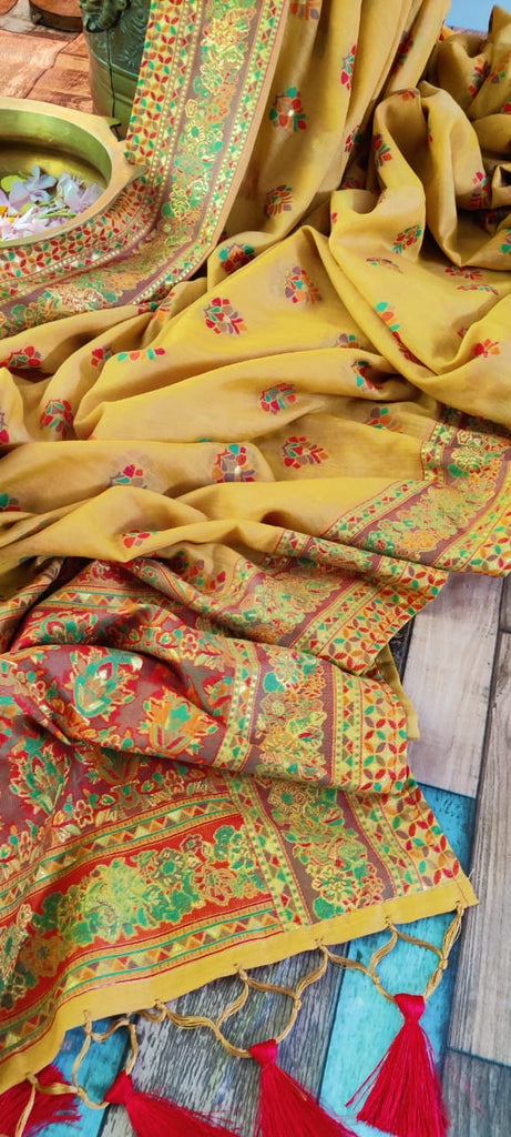 Zynah Pure Kani Silk Cotton Saree; Custom Stitched/Ready-made Blouse, Fall, Petticoat; Shipping available USA, Worldwide