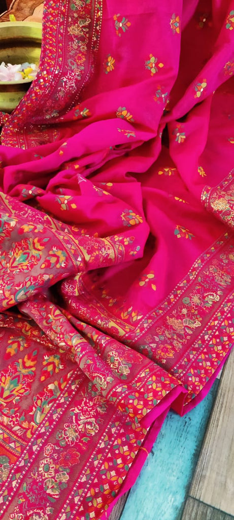 Zynah Pure Kani Silk Cotton Saree; Custom Stitched/Ready-made Blouse, Fall, Petticoat; Shipping available USA, Worldwide