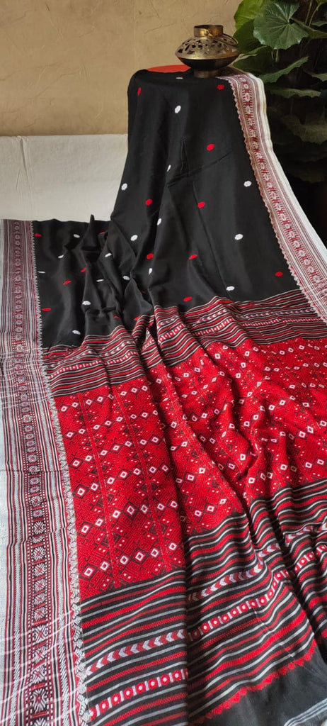 Zynah Pure Organic Khadi(140c) Jamdhani Saree; Custom Stitched/Ready-made Blouse, Fall, Petticoat; Shipping available USA, Worldwide