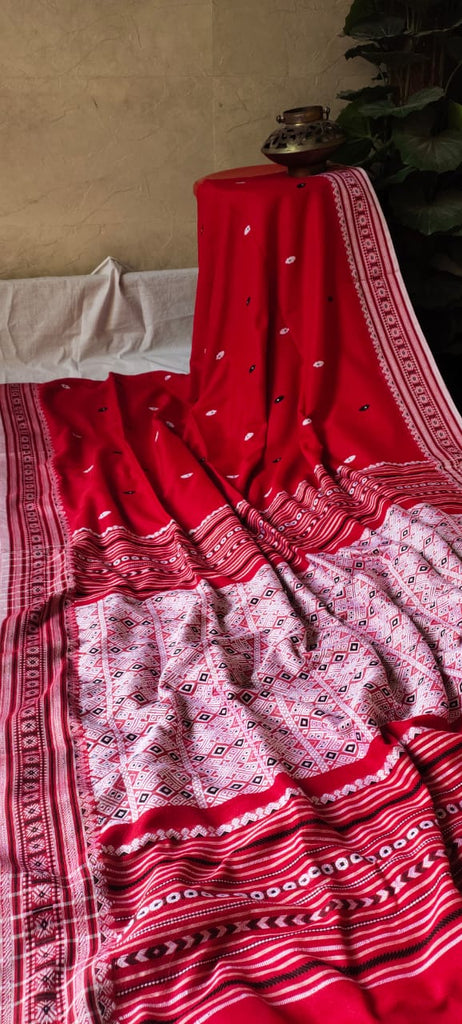 Zynah Pure Organic Khadi(140c) Jamdhani Saree; Custom Stitched/Ready-made Blouse, Fall, Petticoat; Shipping available USA, Worldwide