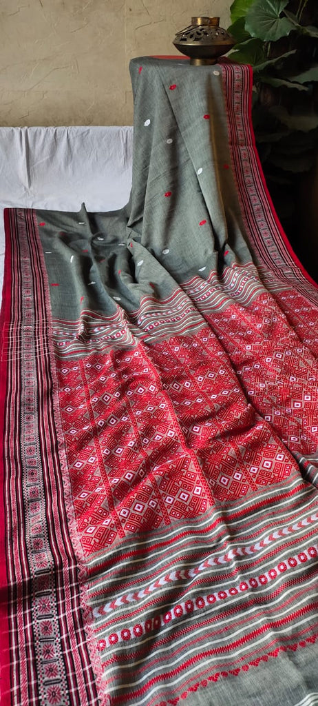 Zynah Pure Organic Khadi(140c) Jamdhani Saree; Custom Stitched/Ready-made Blouse, Fall, Petticoat; Shipping available USA, Worldwide