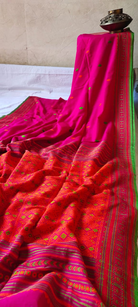 Zynah Pure Organic Khadi(140c) Jamdhani Saree; Custom Stitched/Ready-made Blouse, Fall, Petticoat; Shipping available USA, Worldwide